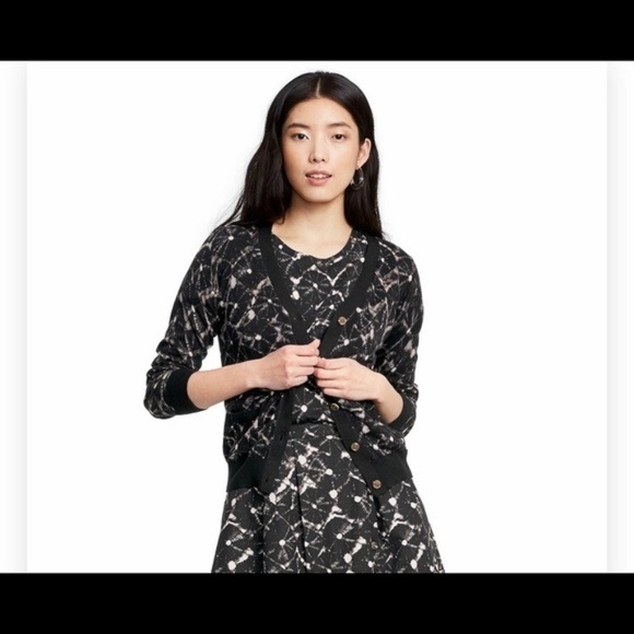 Thakoon Shibori Print Long Sleeve V-Neck Cardigan - Picture 2 of 5